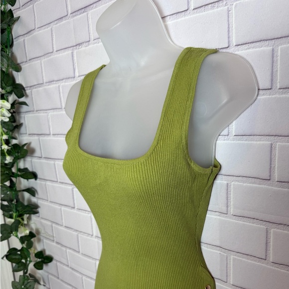 WINDSOR Elegant Green olive stretch Dress/size L - Picture 5 of 11